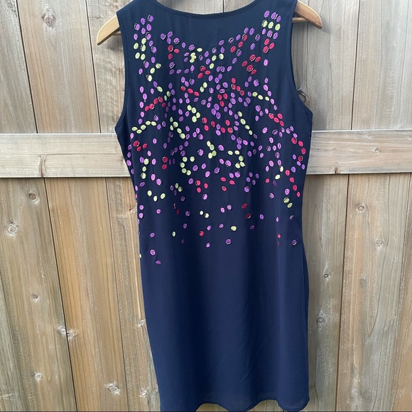 Badgley Mischka Navy Dress with Dots - Picture 2 of 5